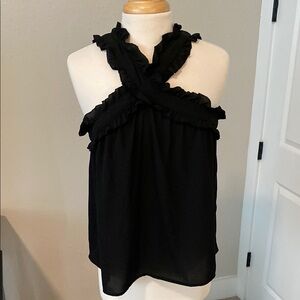 Elegant Black Ruffled Women's Top